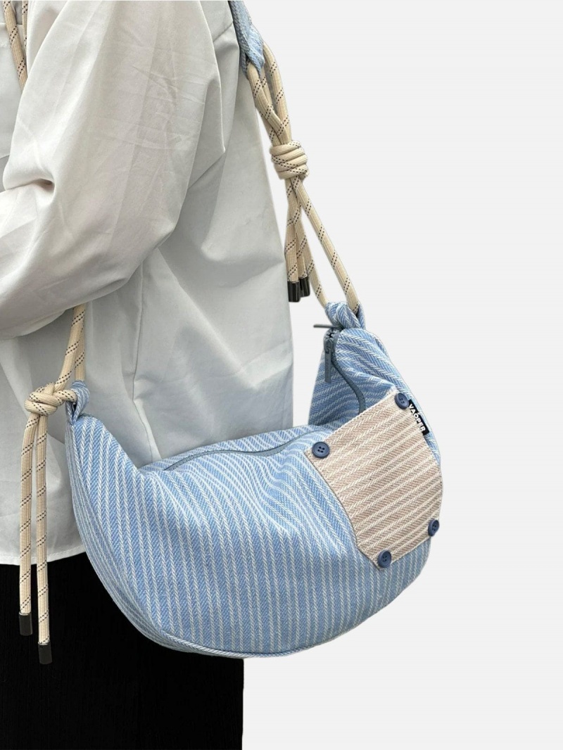 Sac Bandoulière Aelfric Eden Patchwork Stripe Bleu | HTR-35843893